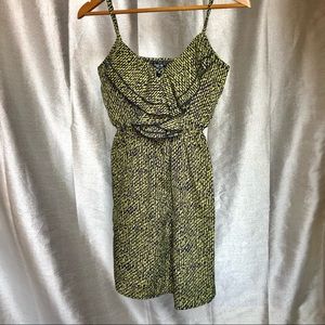 Neon Yellow & Blue Ruffle Strappy Dress